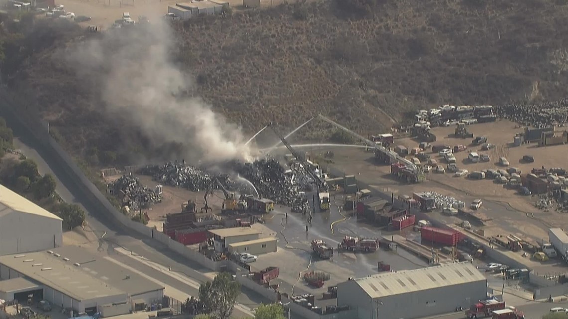 Fire breaks out at scrap yard in Oceanside