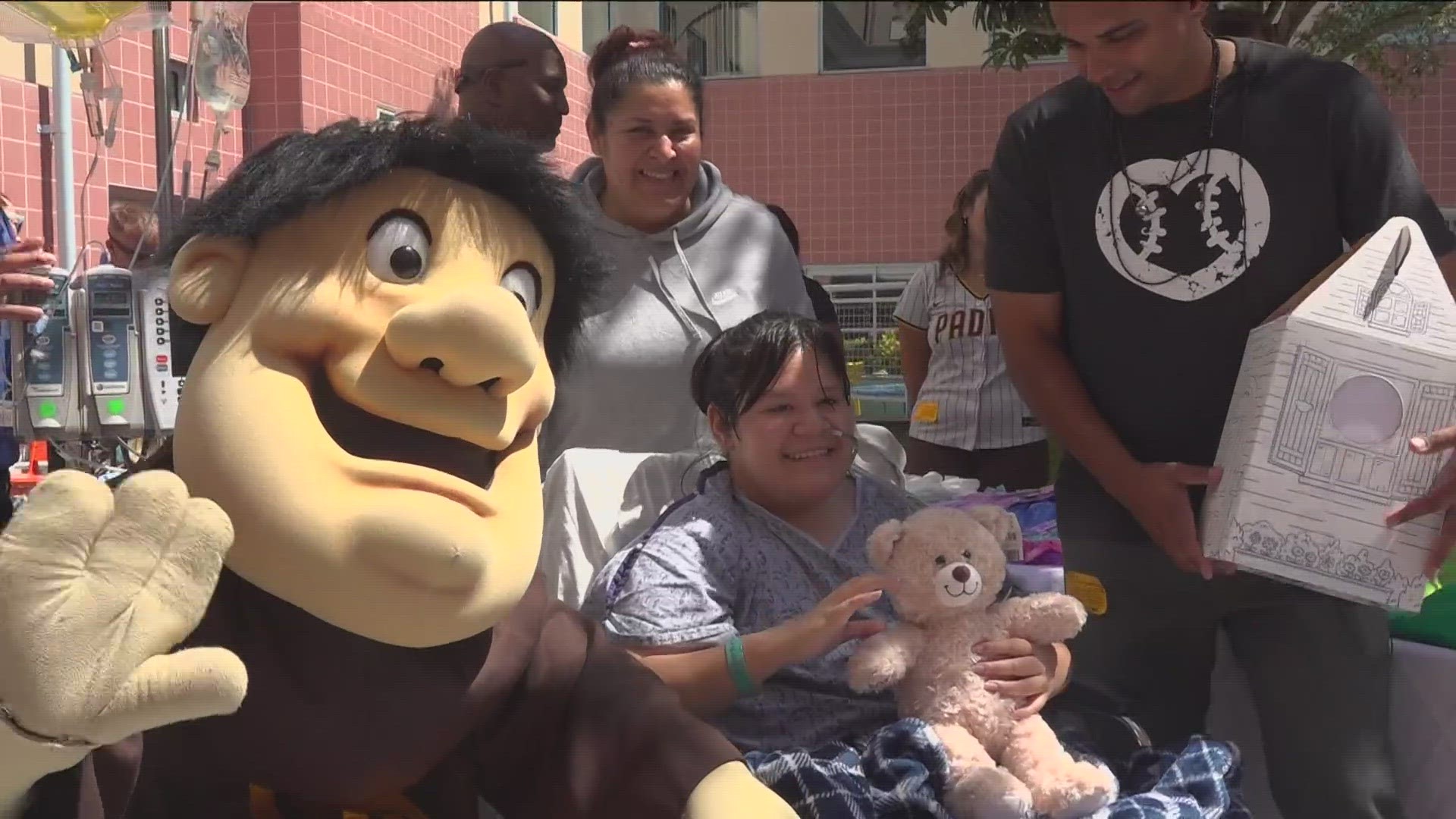 Umps CARE Charities delivered stuffed animals to kids at Rady Children's Hospital.