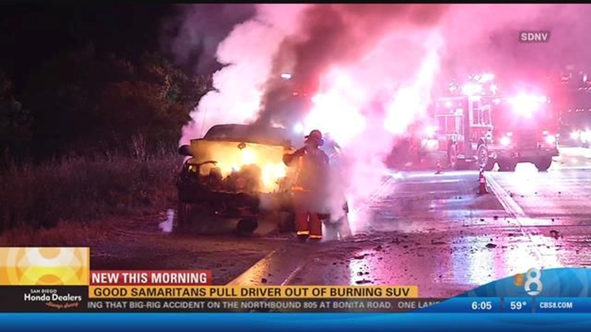 Good Samaritans pull driver out of burning SUV | cbs8.com
