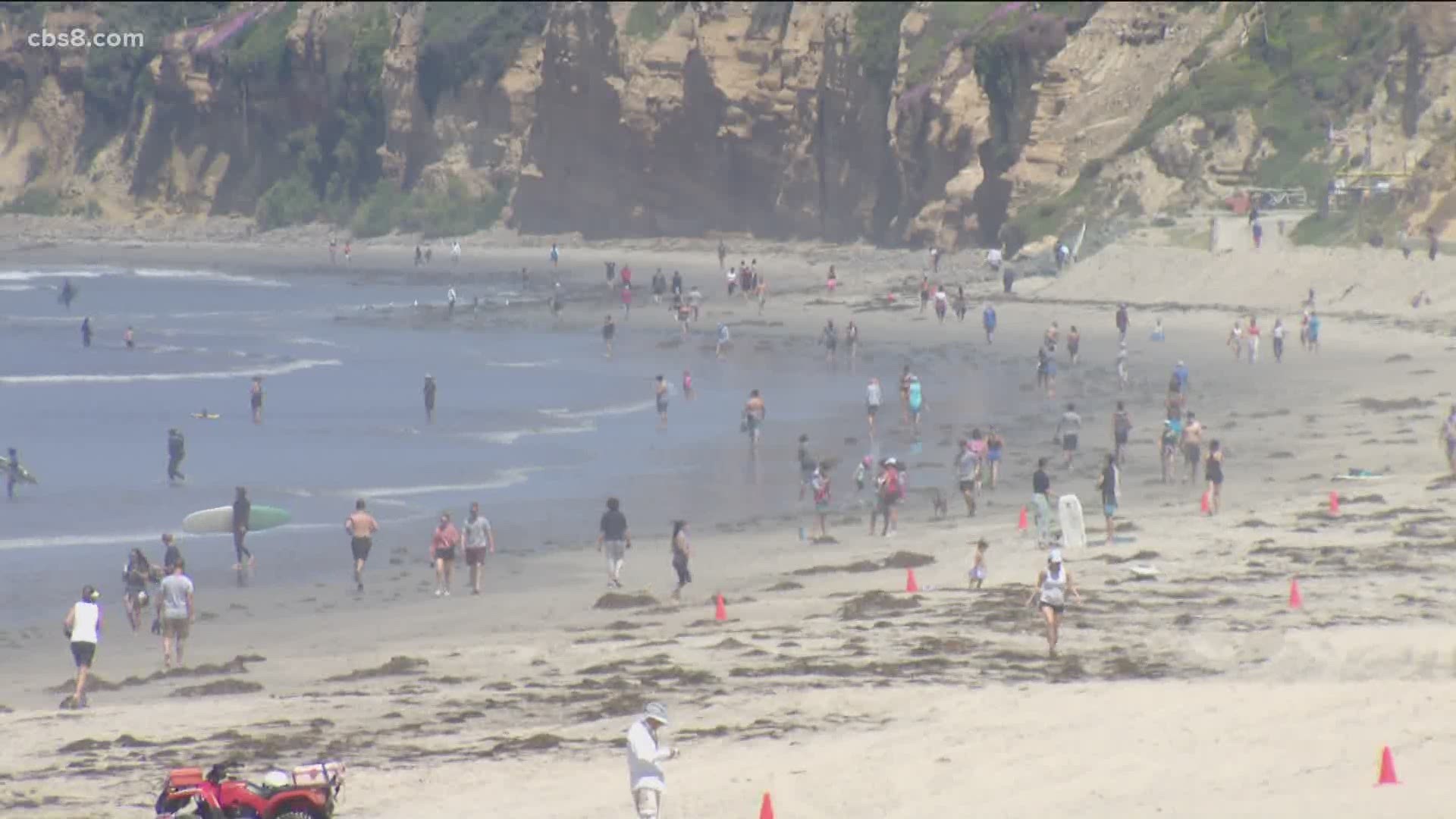 Several beaches opened at sunrise Monday, allowing surfers, swimmers, kayakers and paddleboarders in the ocean, as well as runners and walkers on the sand.