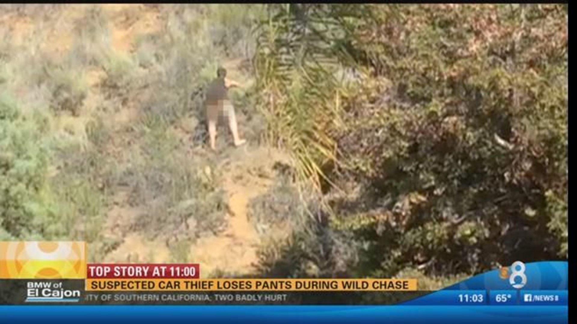 Suspected car thief loses pants during wild chase in Del Cerro | cbs8.com