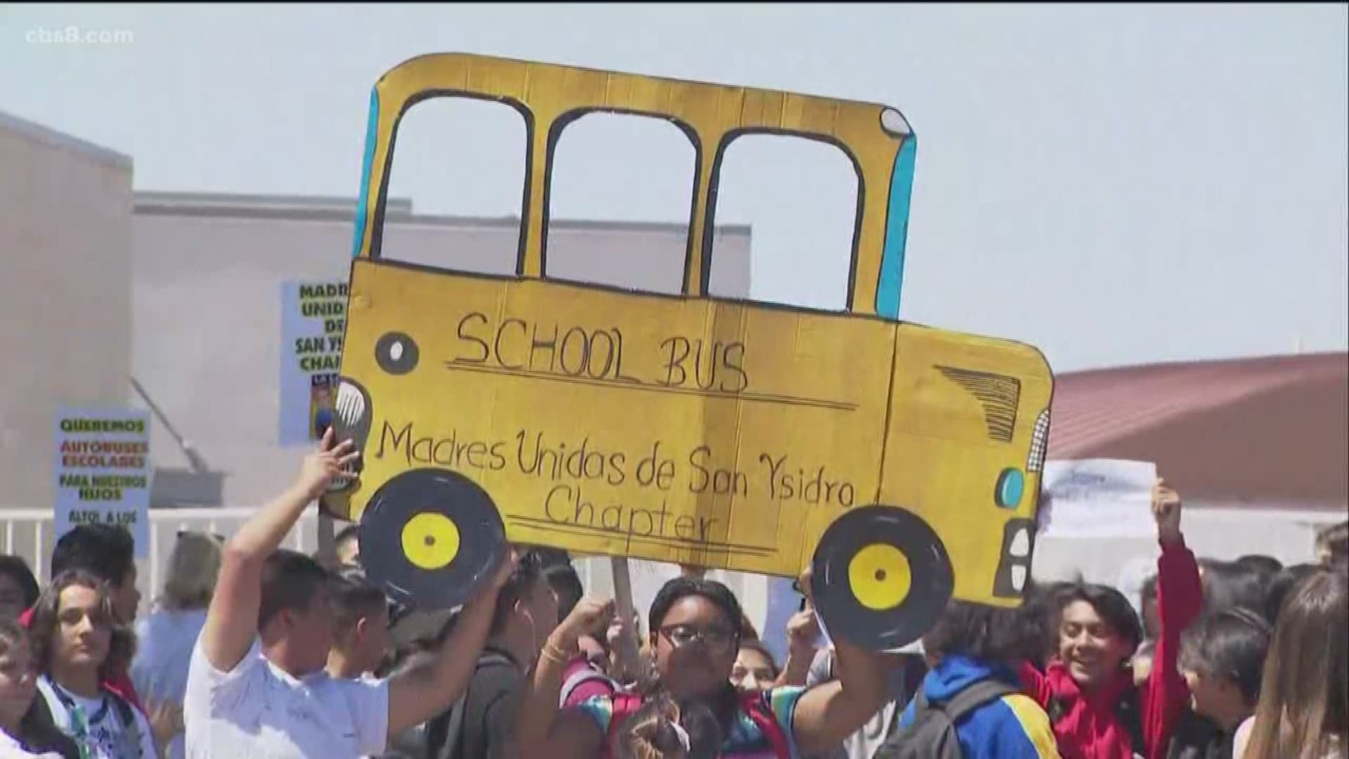 Hundreds of students walked out of class Friday at San Ysidro High School, protesting the Sweetwater Union High School District cutting bus routes.