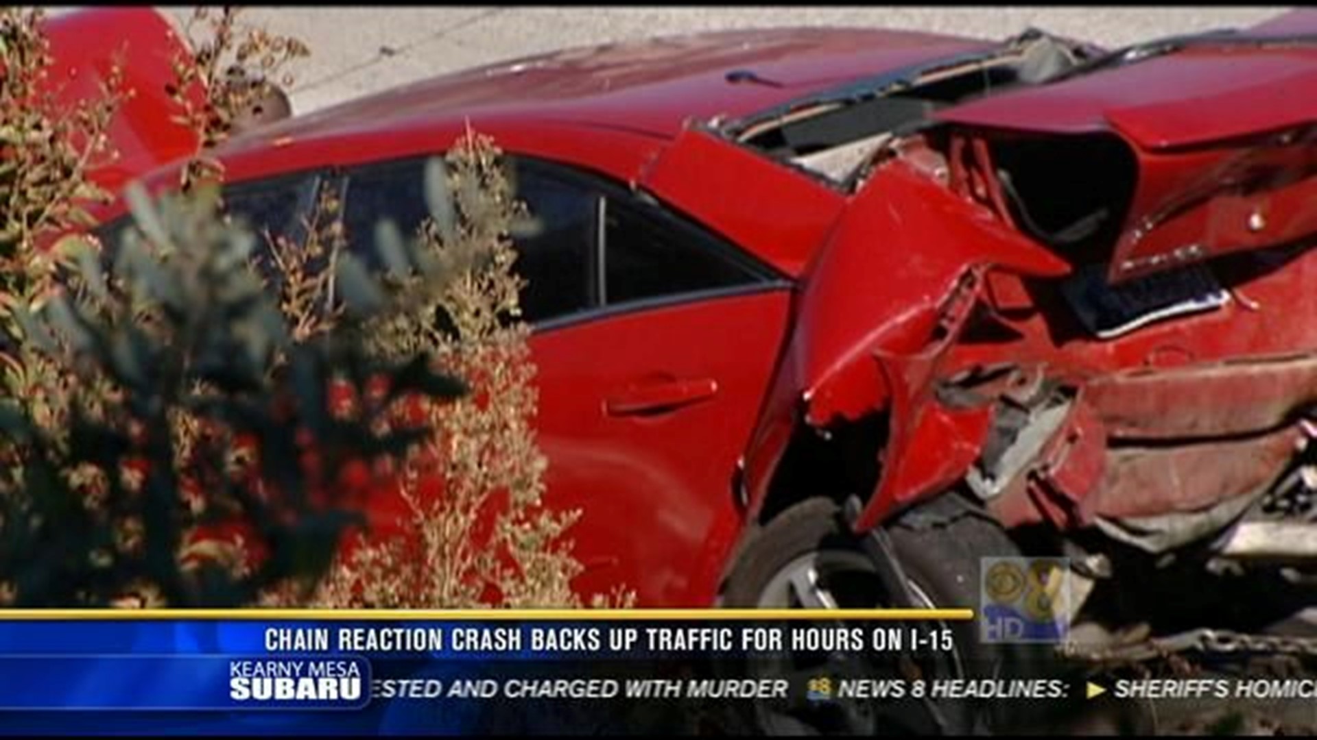 Multivehicle crash snarls traffic on I15 in Escondido