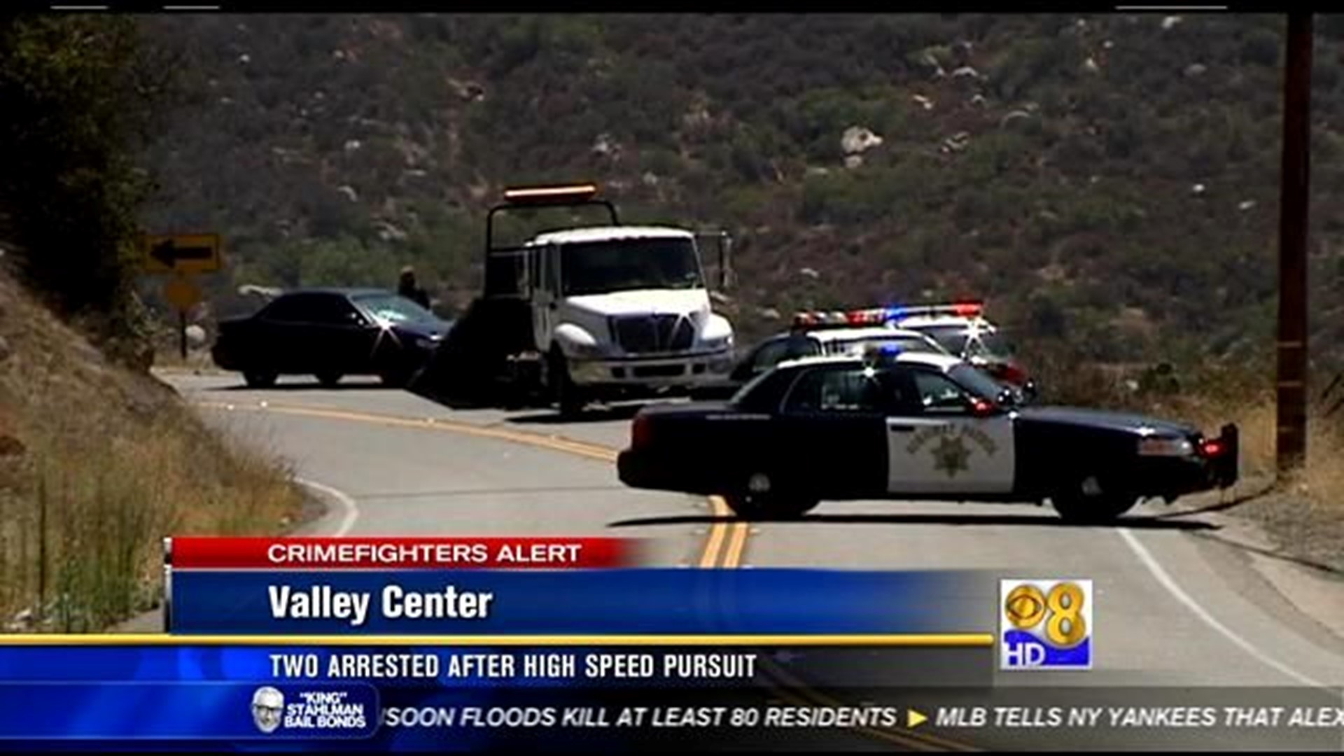 2 men arrested after high-speed pursuit in Valley Center | cbs8.com