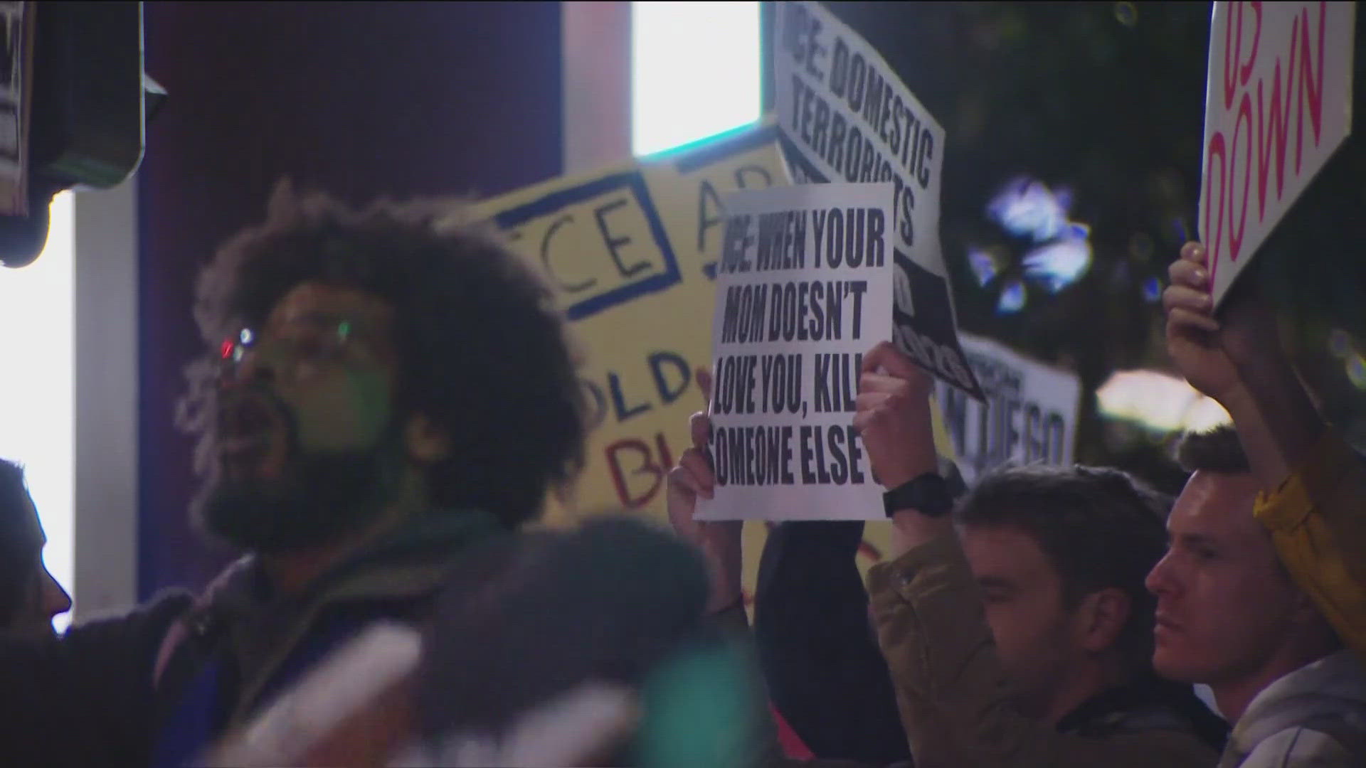 Protesters gather in San Diego demanding justice after ICE shooting of ...