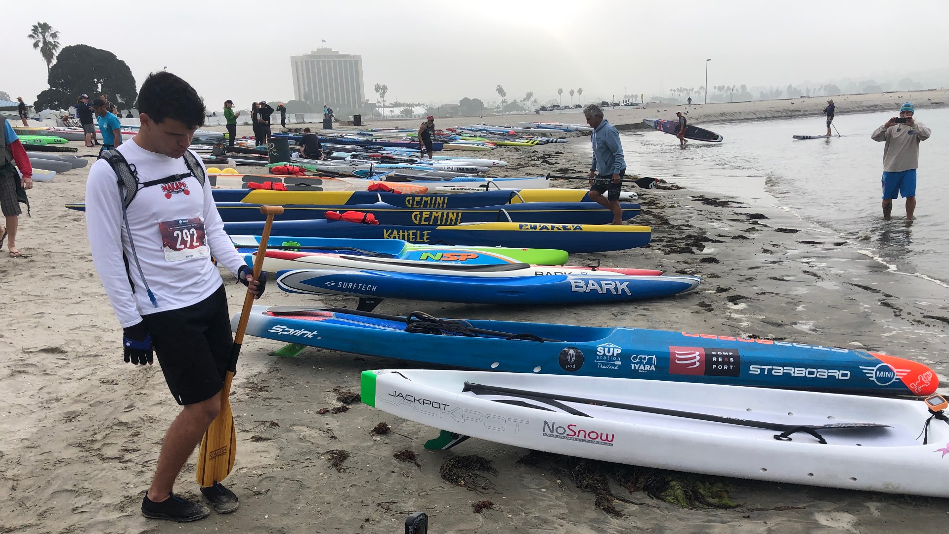 Andrew Skvarla and the Makapo Project race in the HanoHano Ocean Challenge in Mission Bay.