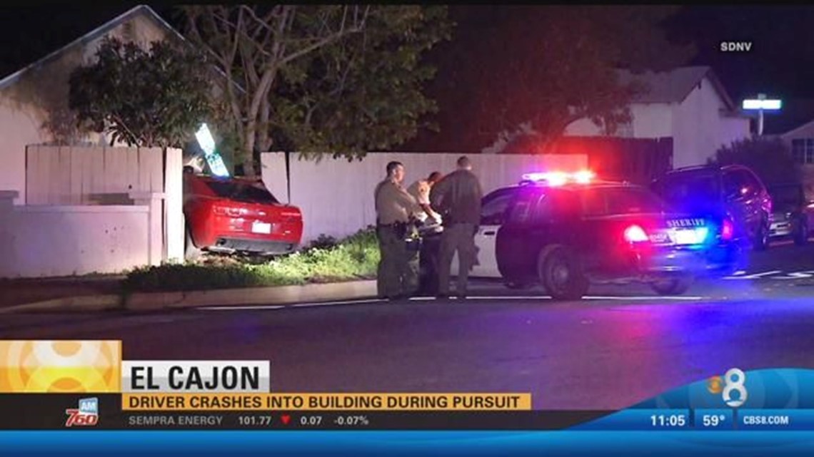 Driver crashes into El Cajon house after police pursuit