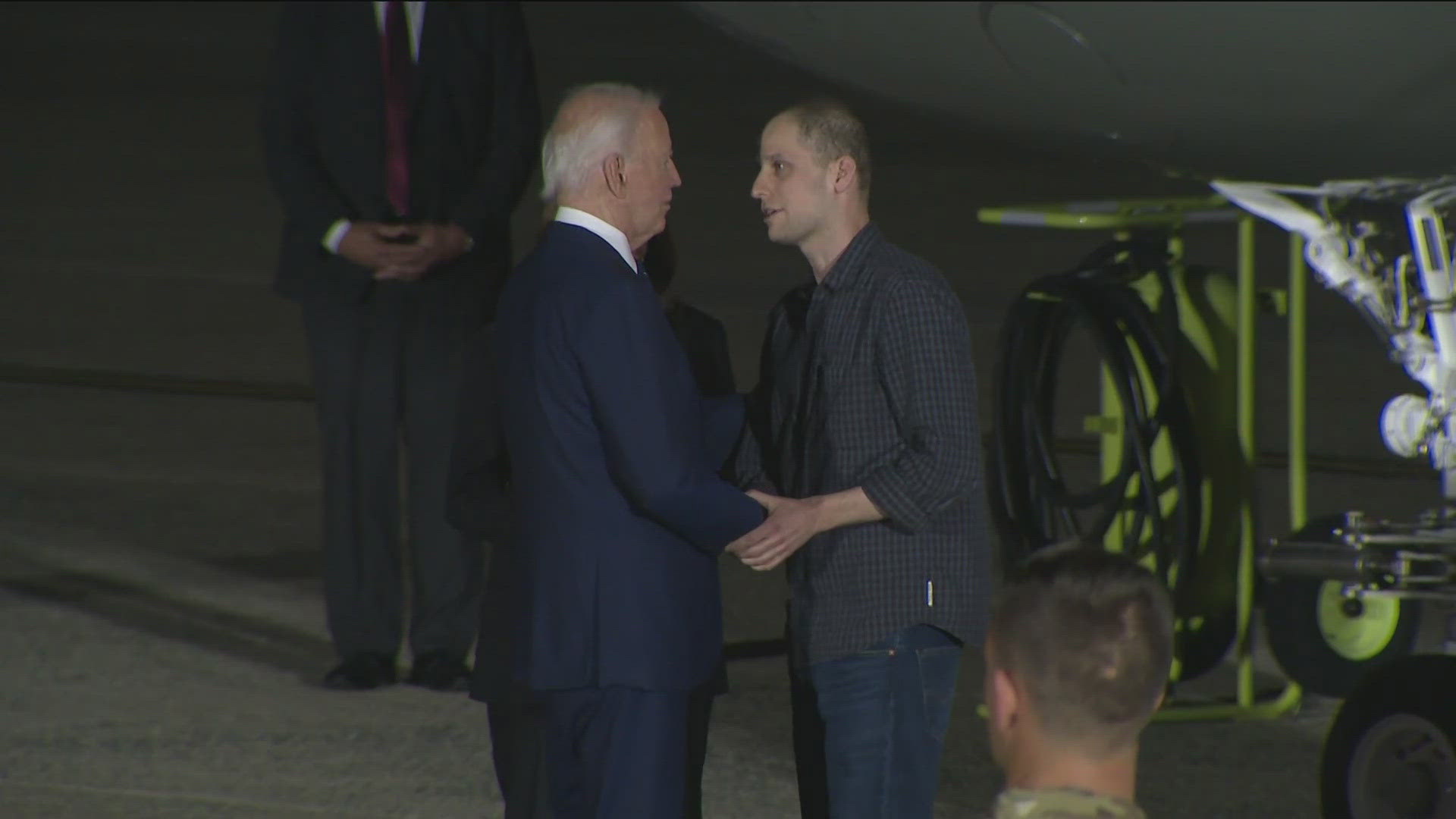 The prisoners were greeted by President Joe Biden and Vice President Kamala Harris.