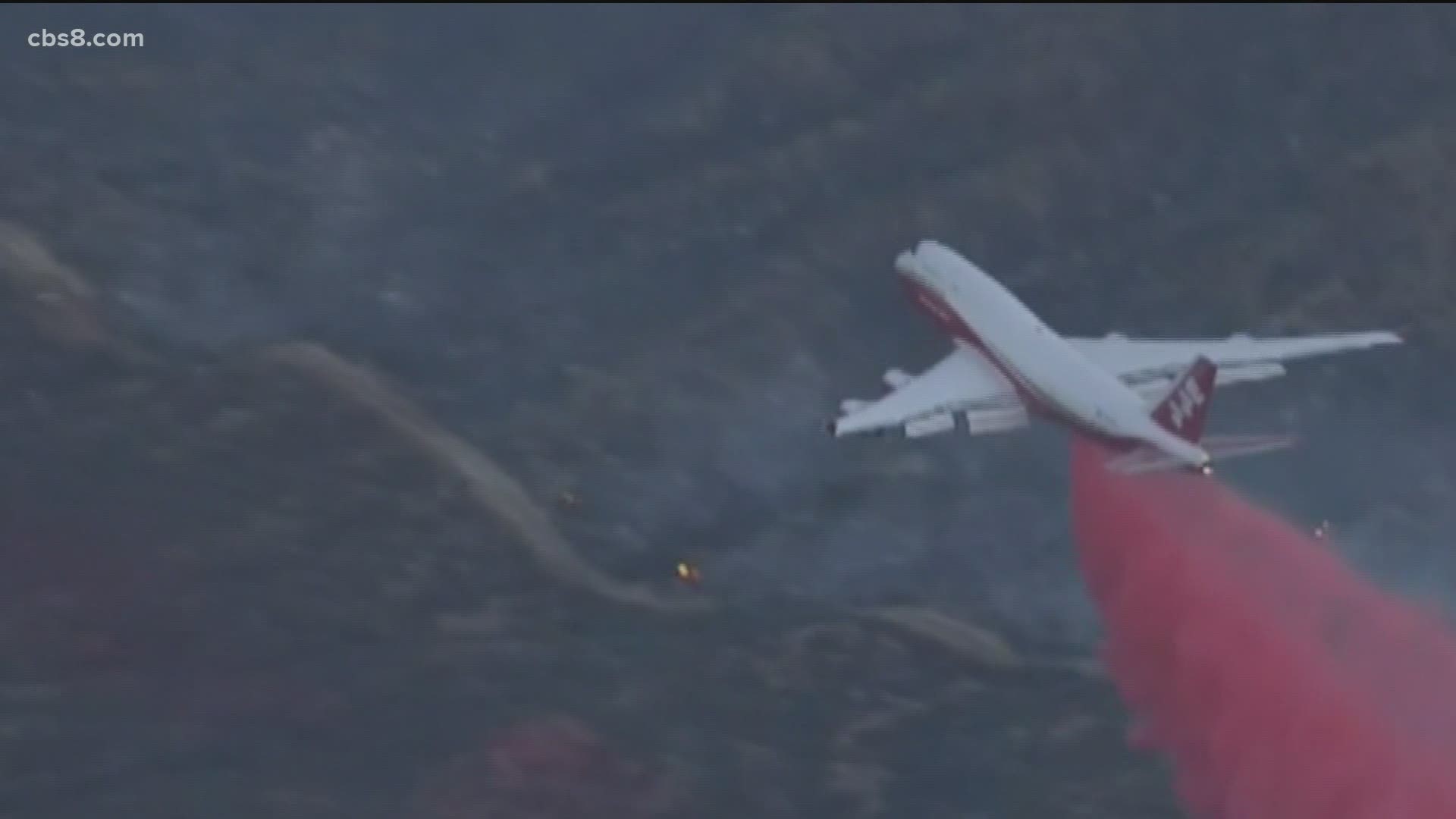 The Supertanker carries 17,500 gallons of retardant compared to the DC-10's 9,400 gallons.