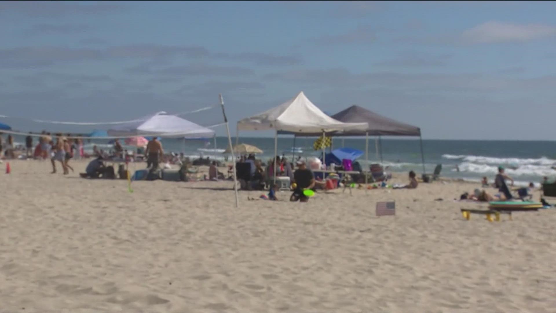 People started staking out spots in the sand bright and early Monday morning. San Diego beaches saw big crowds over the weekend.