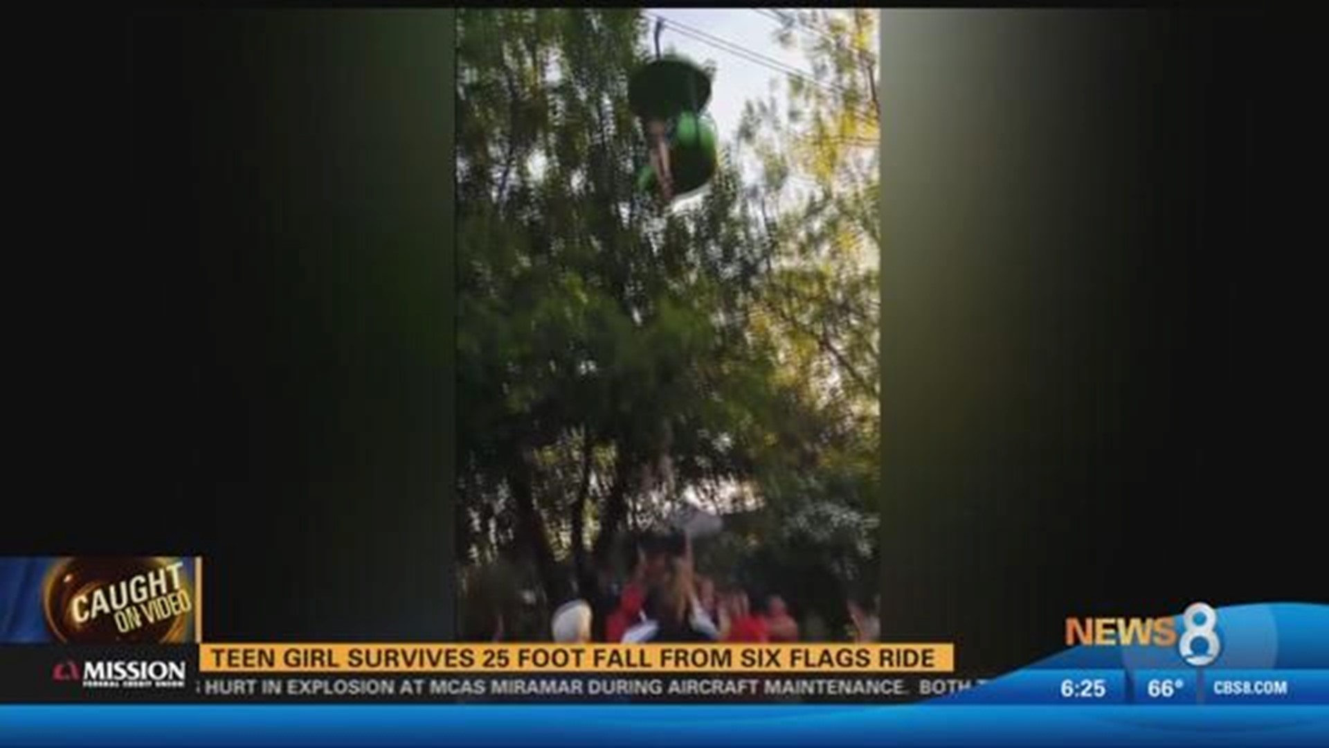 Teen girl survives 25 foot fall from Six Flags ride