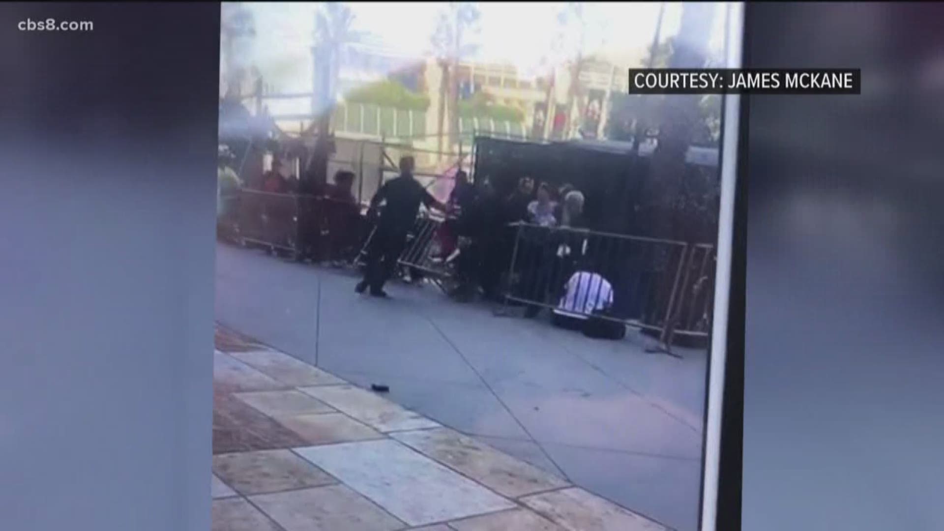 The altercation took place in front of Lou & Mickey’s where News 8 was broadcasting live for Comic-Con.