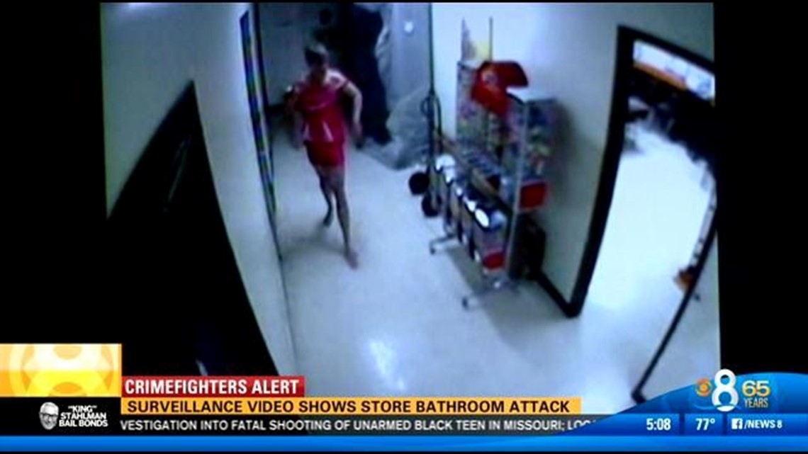 Surveillance video shows store bathroom attack | cbs8.com