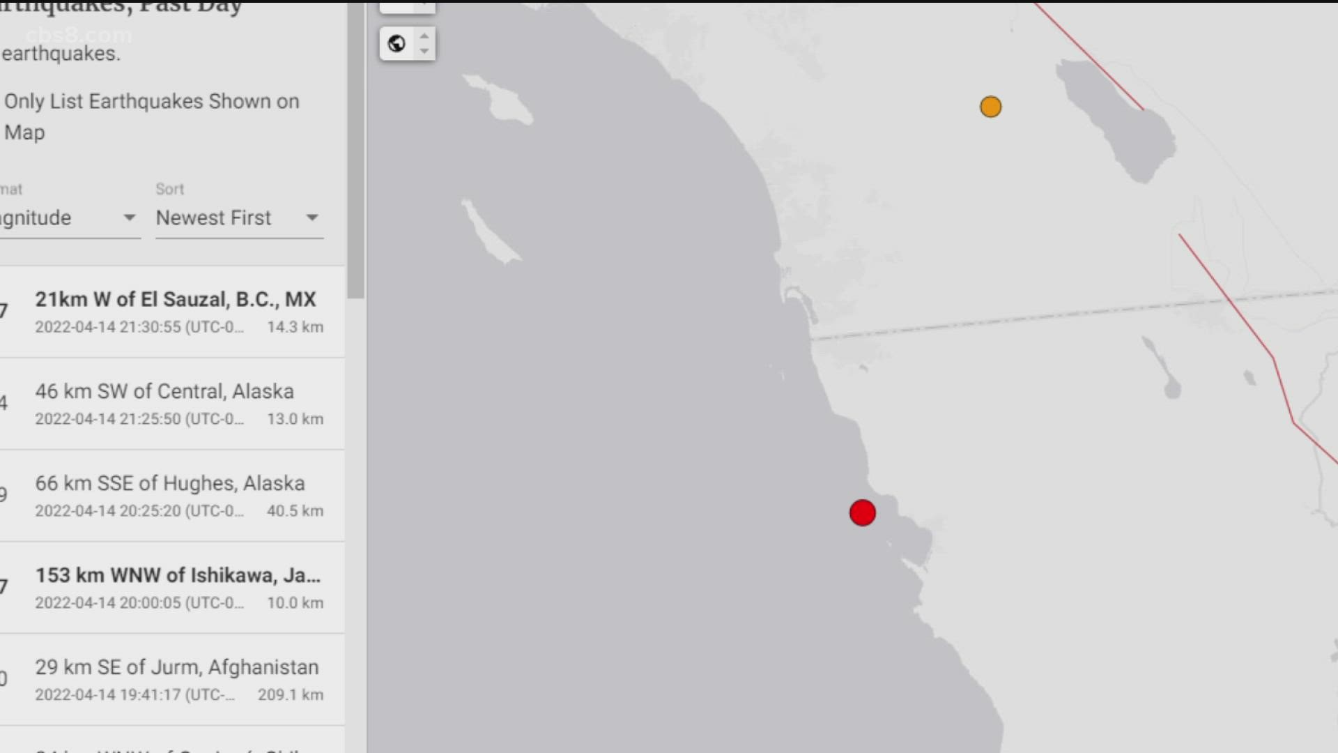 USGS is reporting a 4.6 magnitude earthquake off the coast of Mexico near Ensenada.