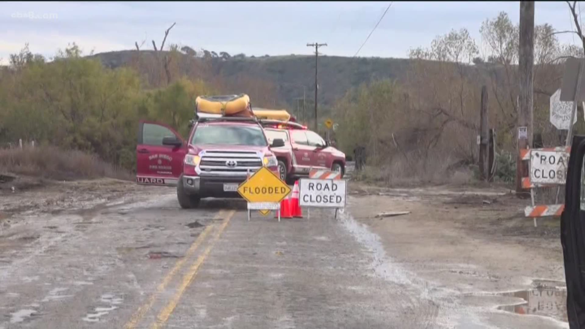 The heavy rains overnight quickly pushes the flood waters over the banks of the Tijuana River - leading to multiple rescues.