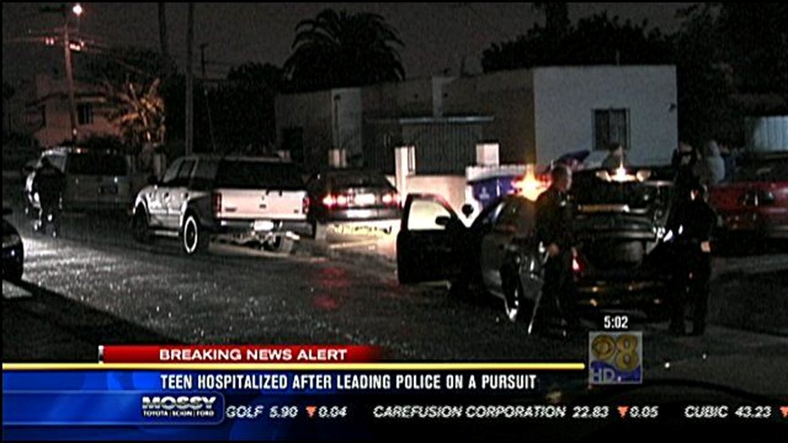 Teen hospitalized after leading police on a pursuit | cbs8.com