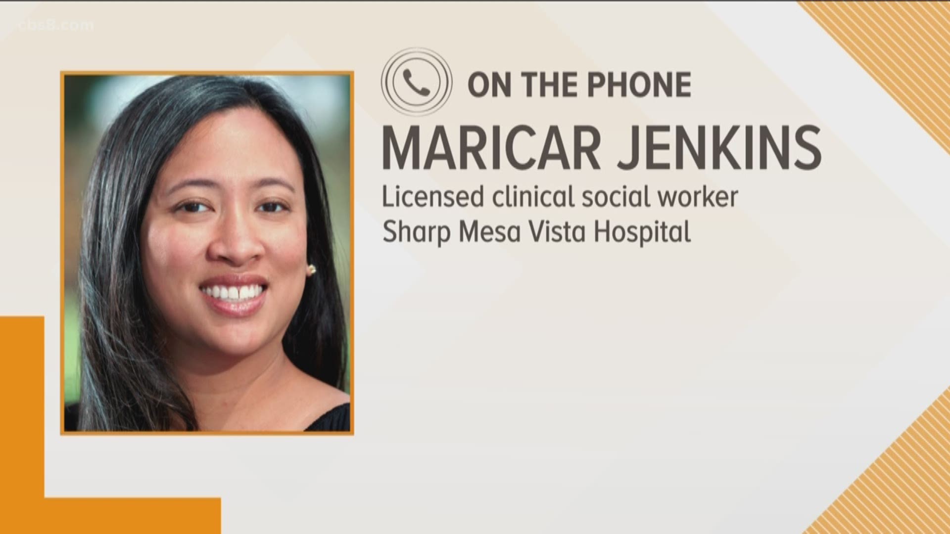 Licensed clinical social worker from Sharp Mesa Vista, Maricar Jenkins, joined the show to talk about different ways to deal with the current situation.