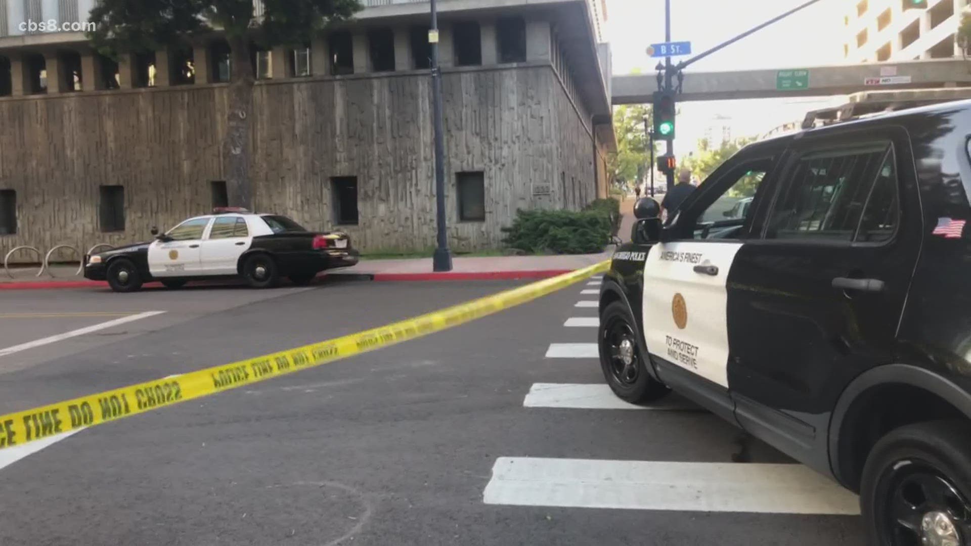 An officer-involved shooting was reported Friday afternoon at Front and West B streets in downtown San Diego.