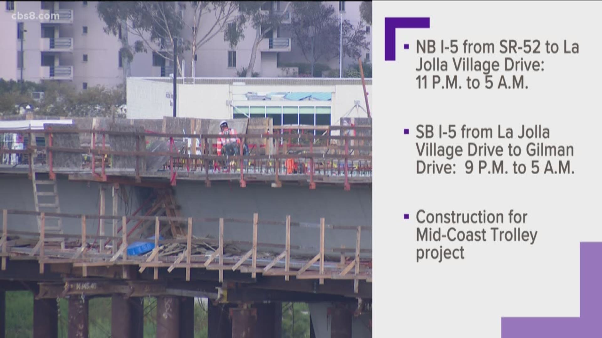 SANDAG will close portions of Interstate 5 in La Jolla today to conduct the largest concrete pour of the Mid-Coast Trolley project since it began in 2016.