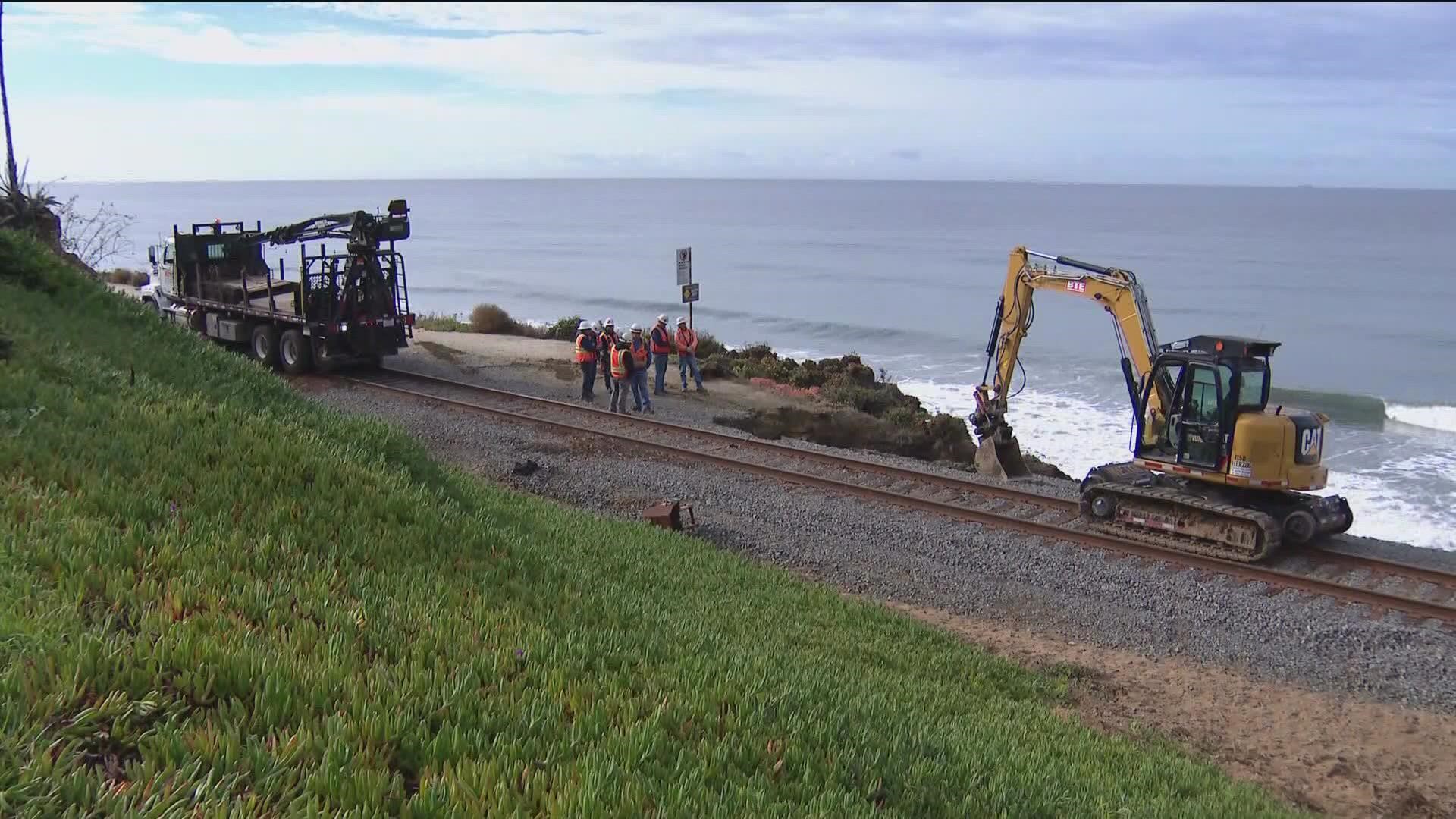 Days of rain have caused erosion and affected track stability along the San Diego coastline and cliffs.