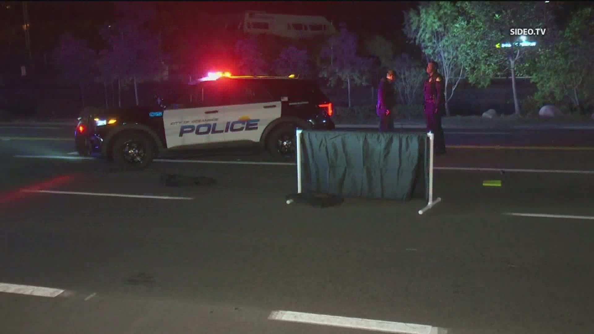 Two pedestrians were hit by a car and killed on Thanksgiving in Oceanside, according to police.