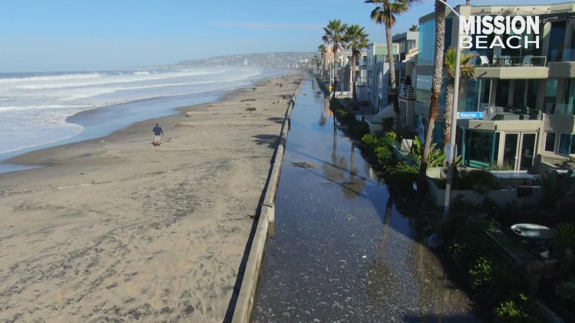 Above Mission Beach and Pacific Beach: high tides and flooding