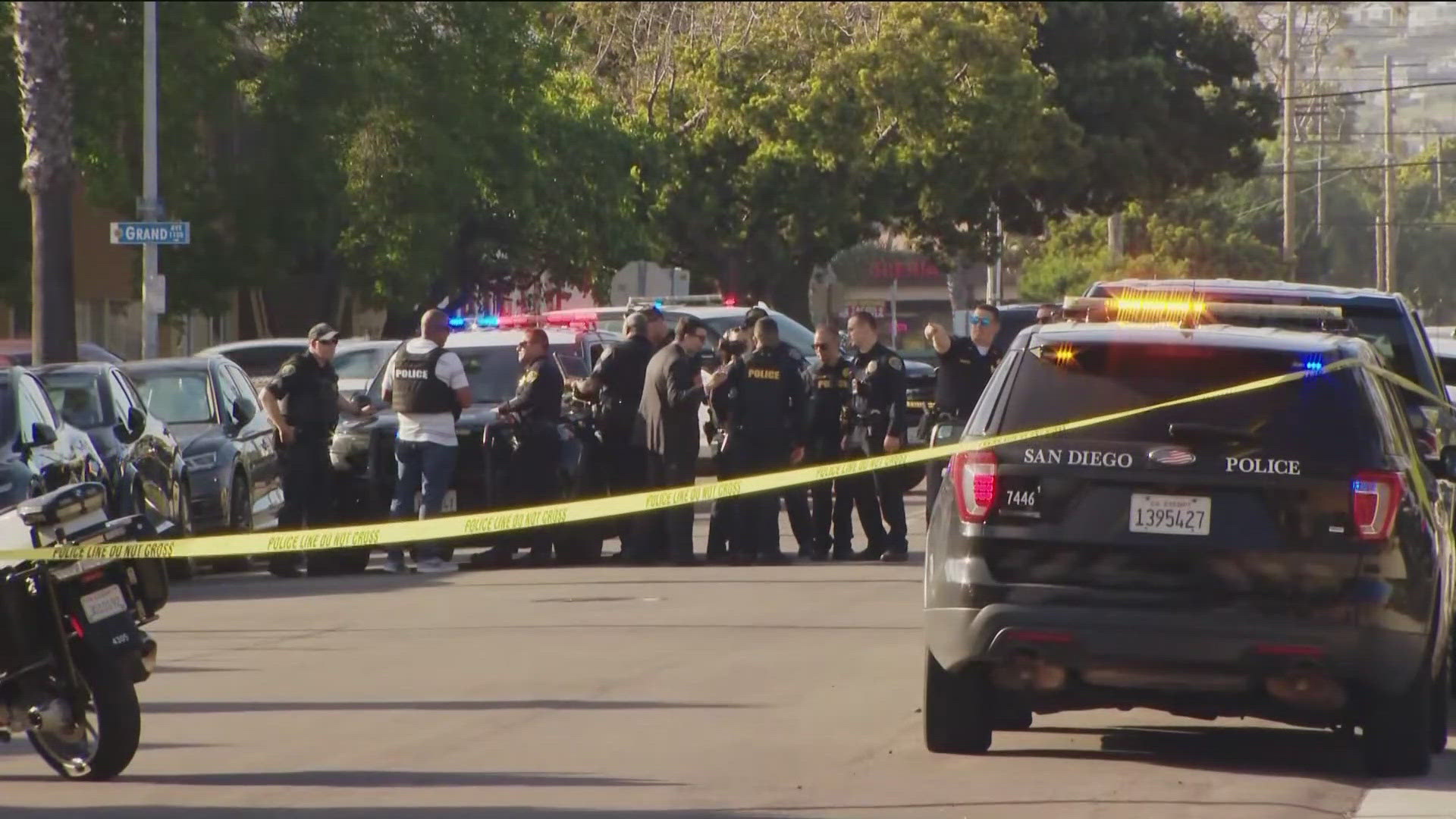 San Diego Police shot a person in Pacific Beach, and the Sheriff's Office is investigating.