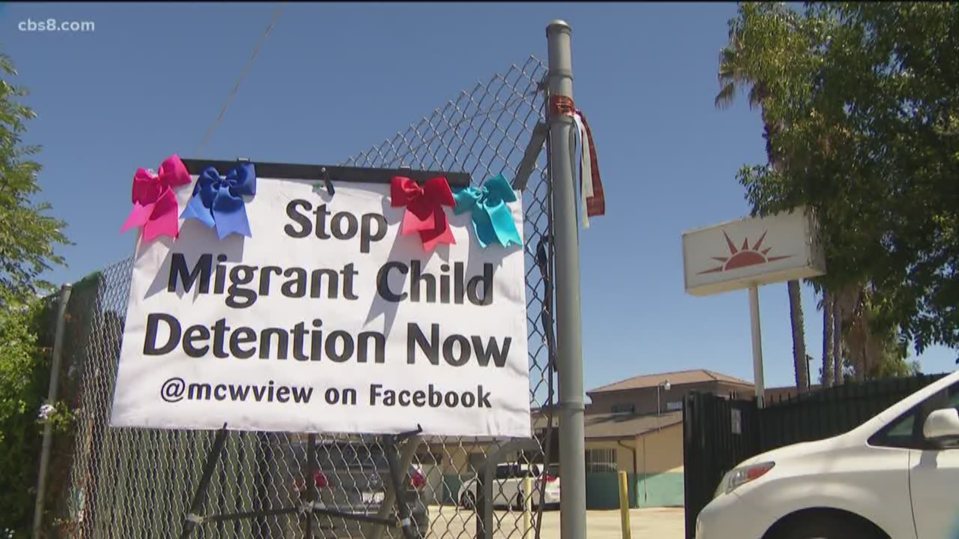 A small group of protesters on Wednesday gathered outside the Southwest Key migrant detention facility in El Cajon, armed with signs and multi-colored ribbons. 

The group Migrant Child Watch, organized the protest in a show of support for the migrant children inside the facility.