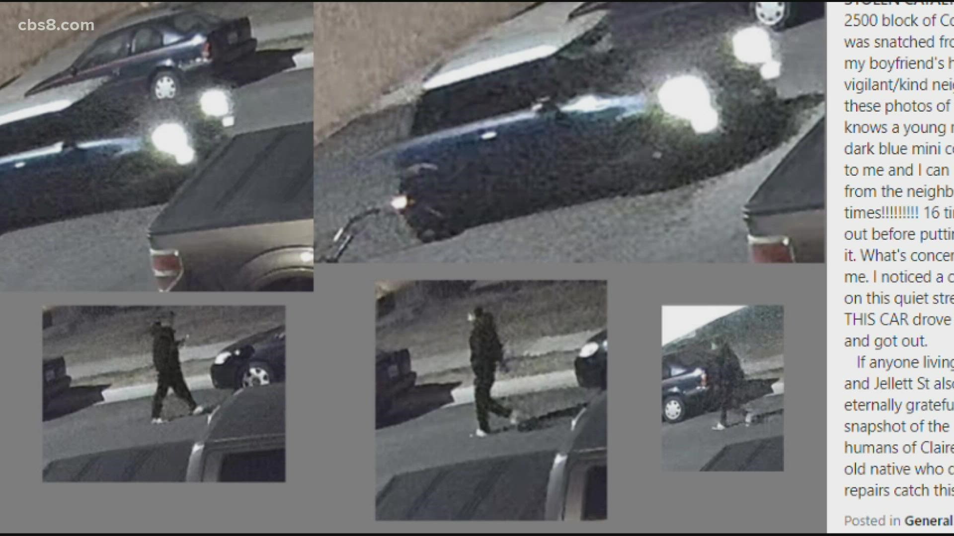 Surveillance video posted on Nextdoor helped SDPD identify suspect.