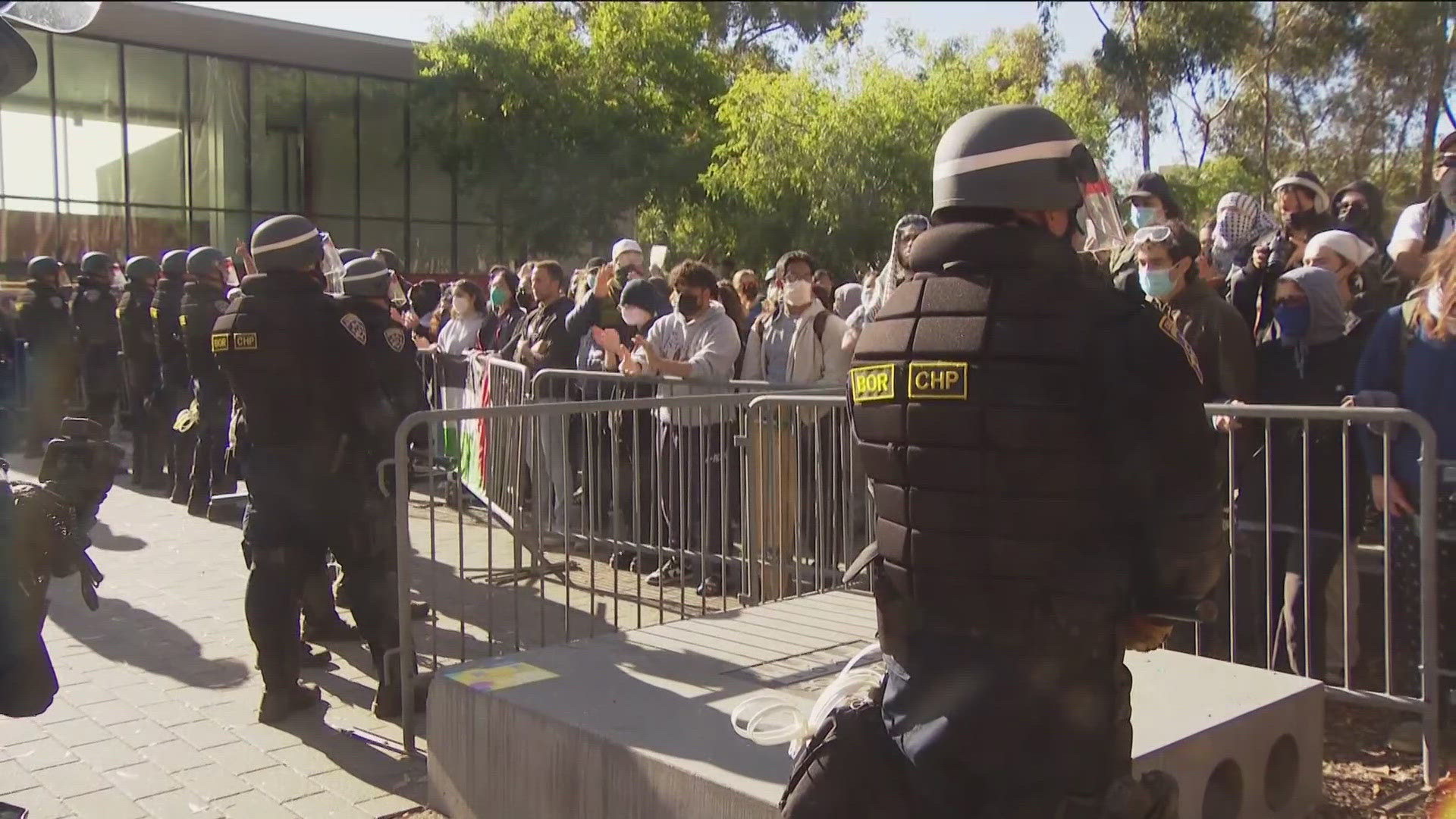 Following more than 60 arrests at UC San Diego Monday morning, those taken into custody have been released after many of them were booked at the Central Jail