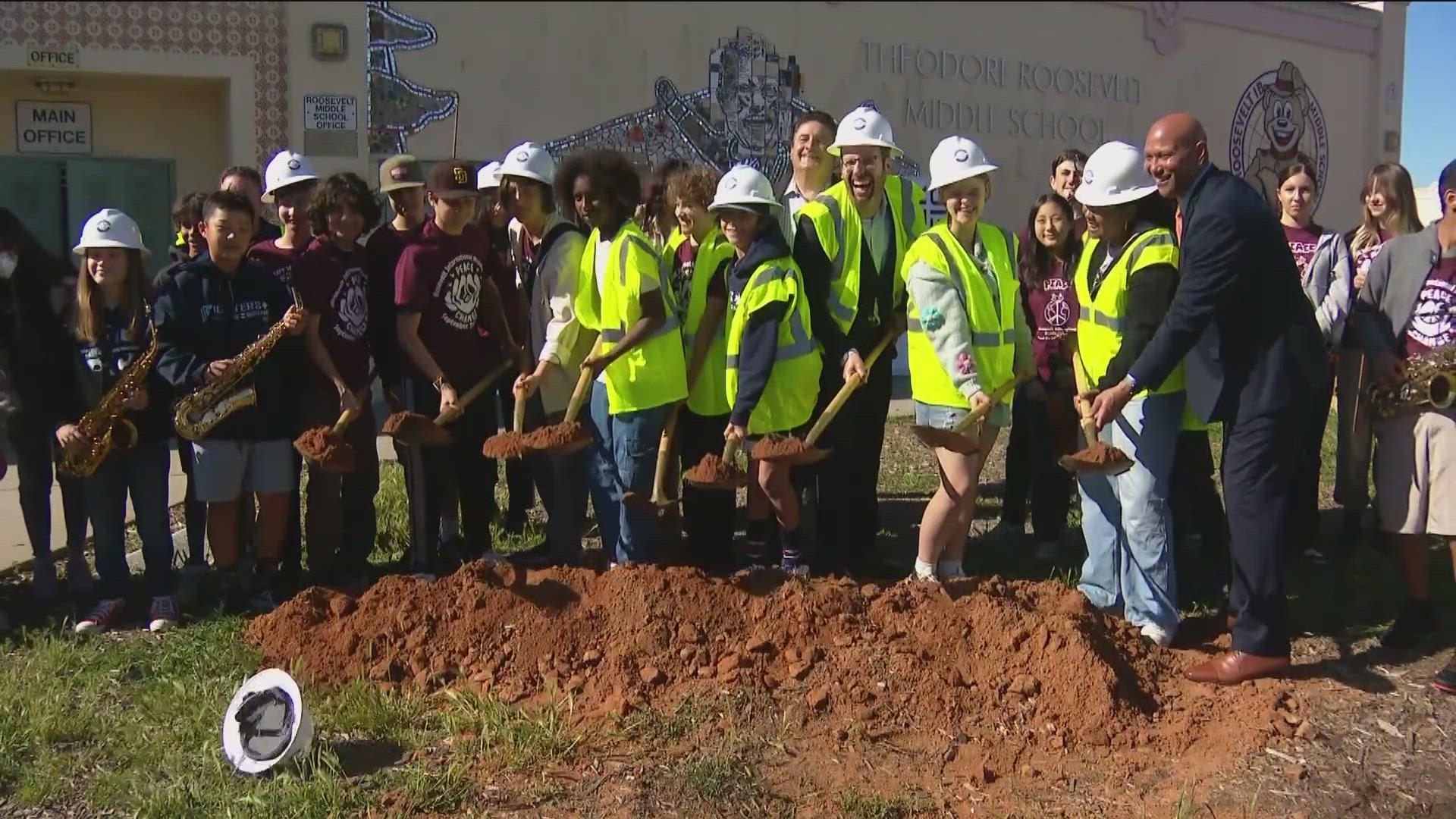 Roosevelt was one of the first junior high schools in San Diego. Students celebrated construction on major renovations with a groundbreaking.