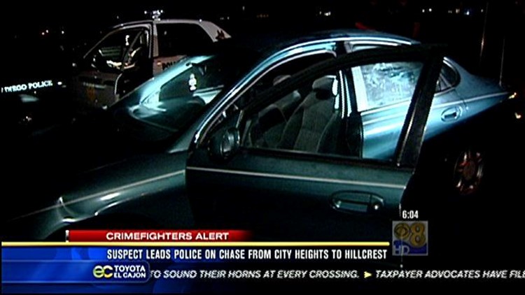 Suspect leads police on chase from City Heights to Hillcrest | cbs8.com