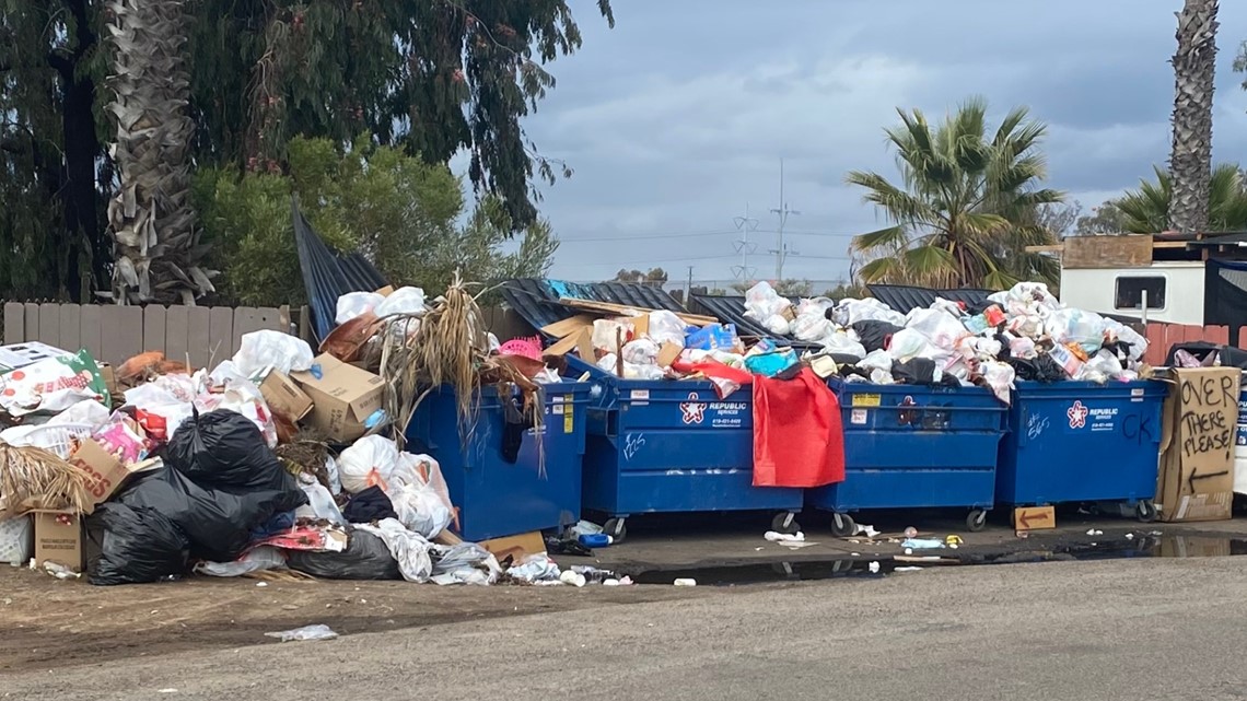 San Diego sanitation workers strike leaves piles of trash