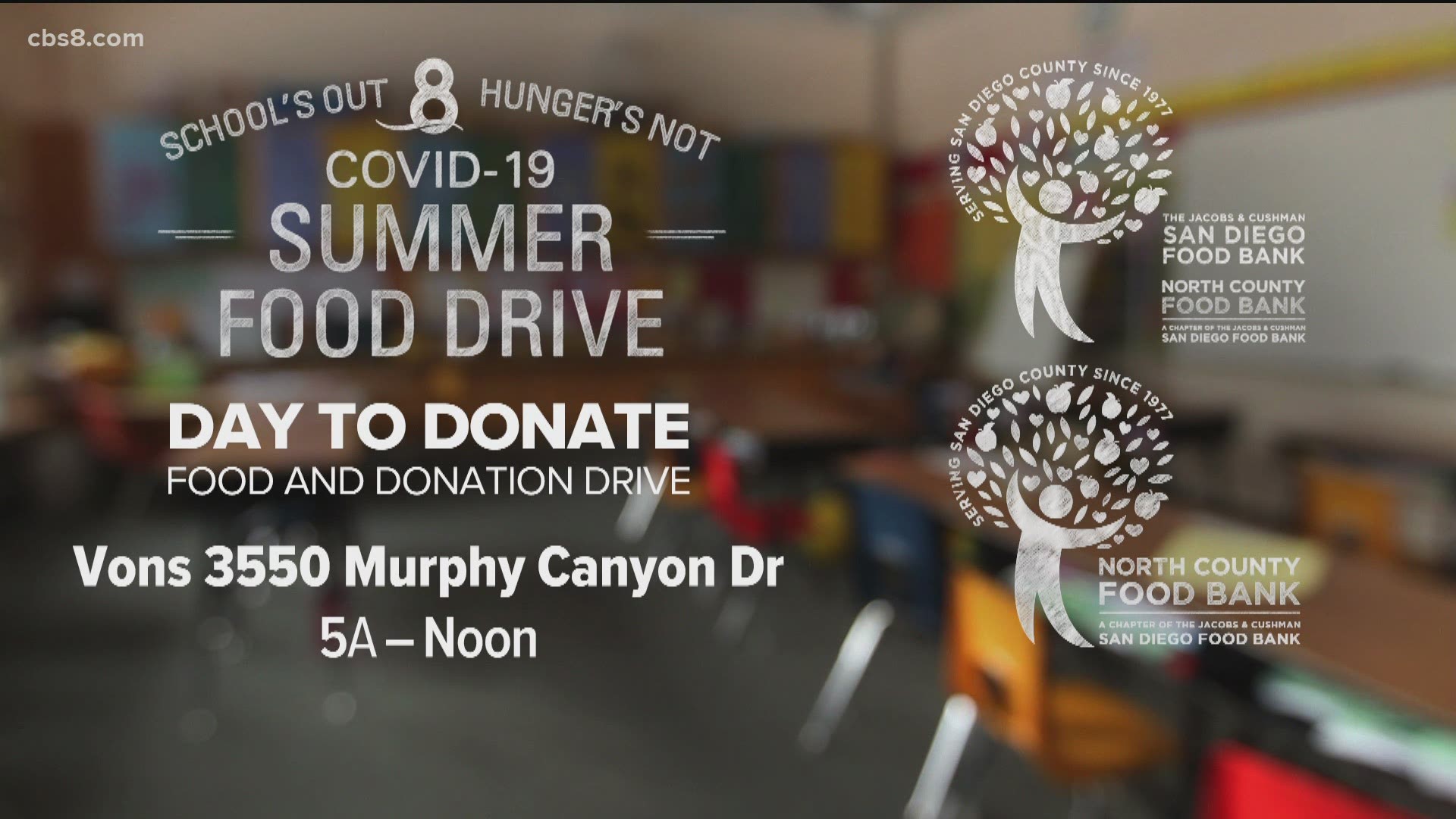 On Wednesday, June 16, CBS News 8 is hosting a Day to Donate drive-thru food drive at the Vons on Murphy Canyon. Here is how you can help local kids in need.