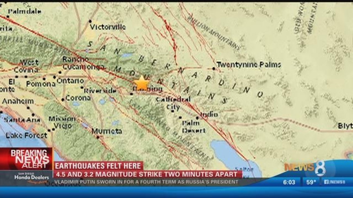 4.5 magnitude earthquake near Riverside felt in San Diego