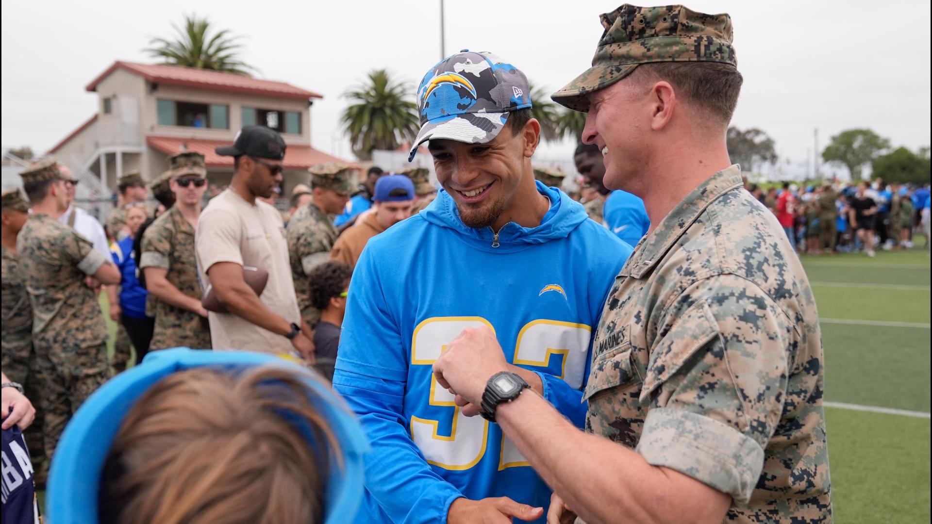 The Chargers’ first day of minicamp included an afternoon walkthrough at Camp Pendleton in front of 5,000 people.