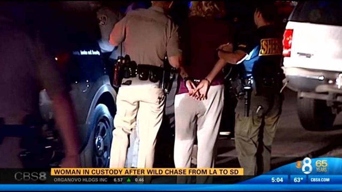 Woman arrested in Oceanside after wild car chase | cbs8.com