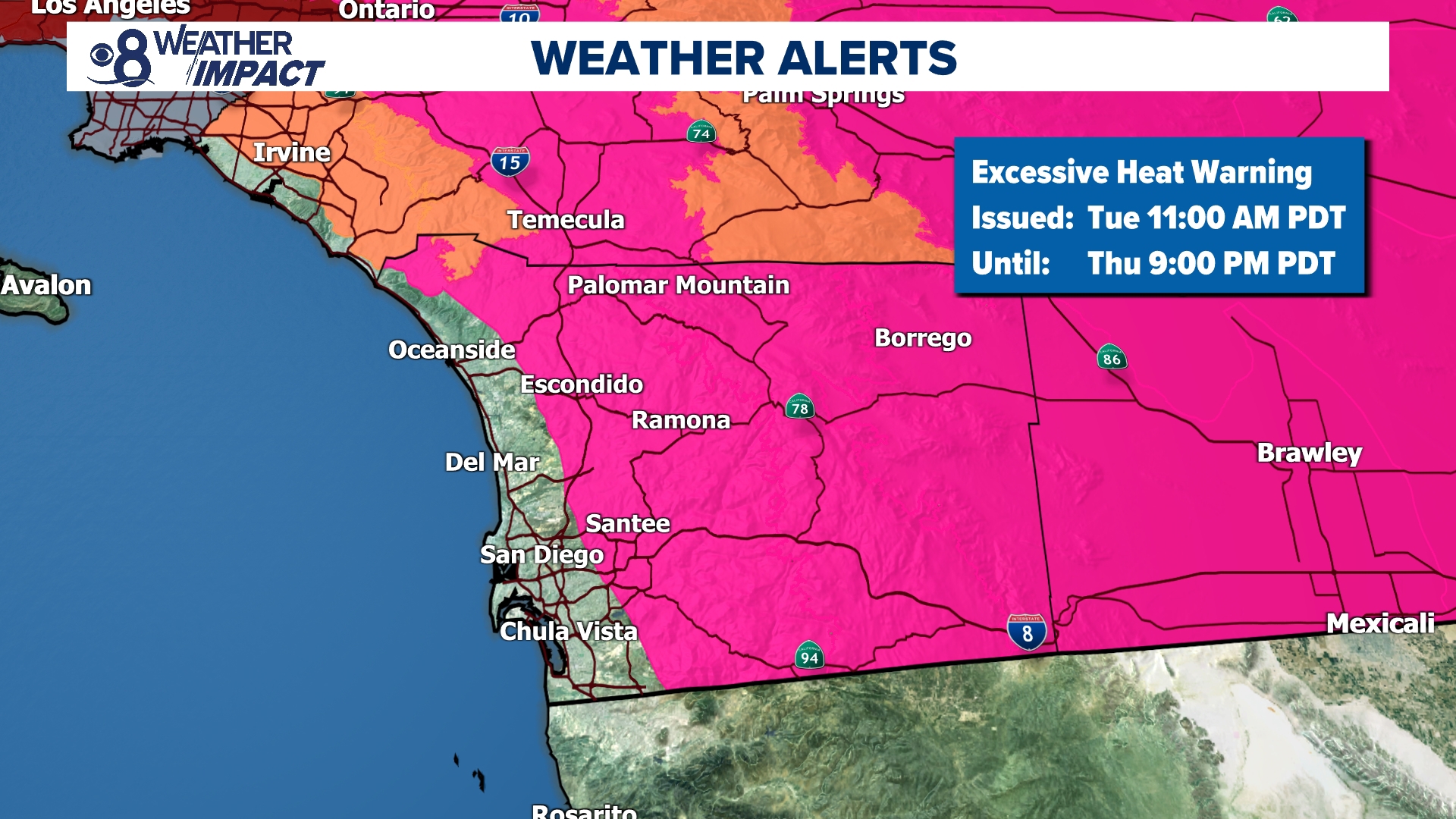 Another round of Excessive Heat Warnings will take effect from Tuesday to Thursday with no end in sight to this stretch of above-normal temperatures.