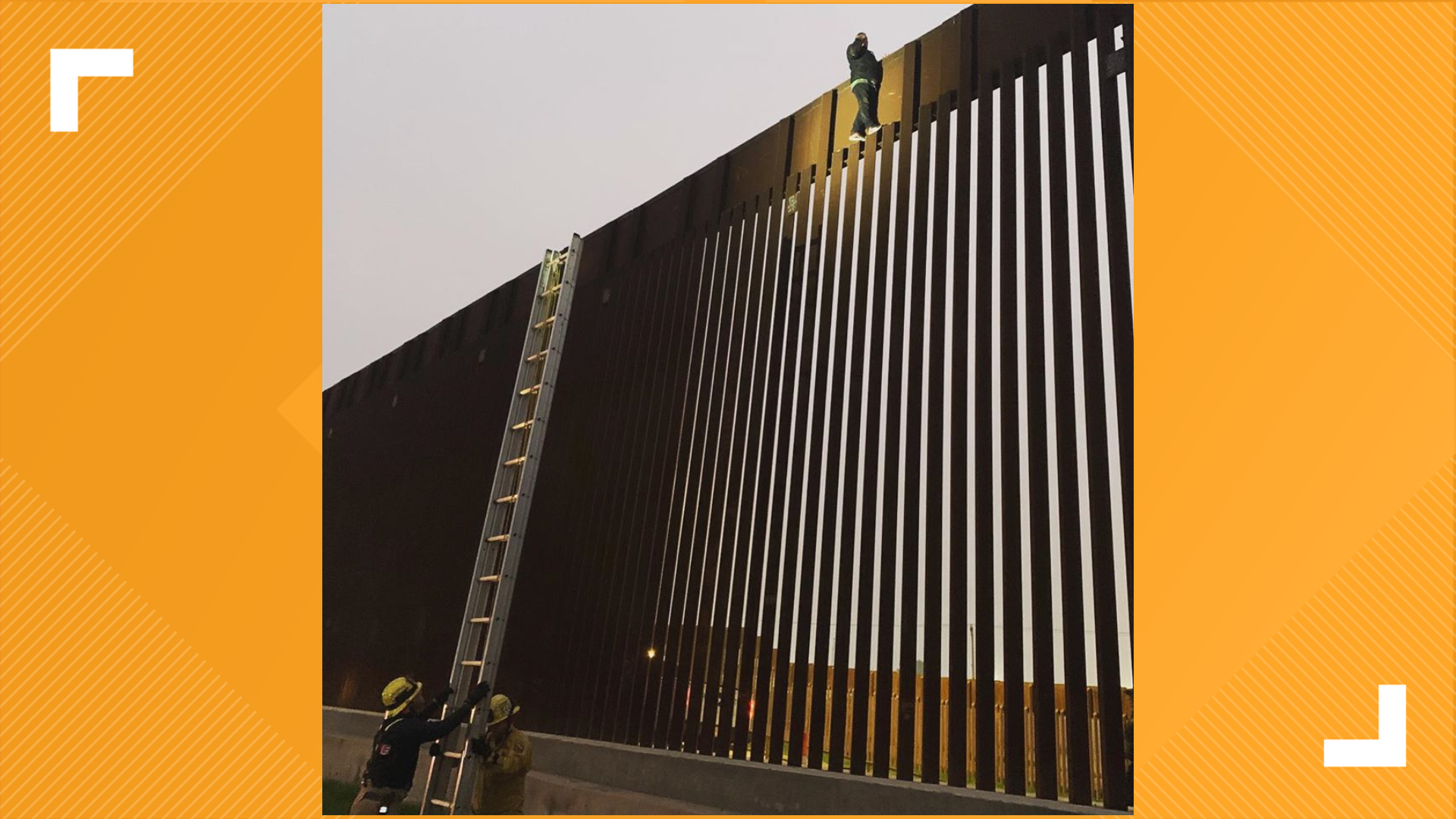 Firefighters rescue man stuck at top of Mexico US border wall | cbs8.com