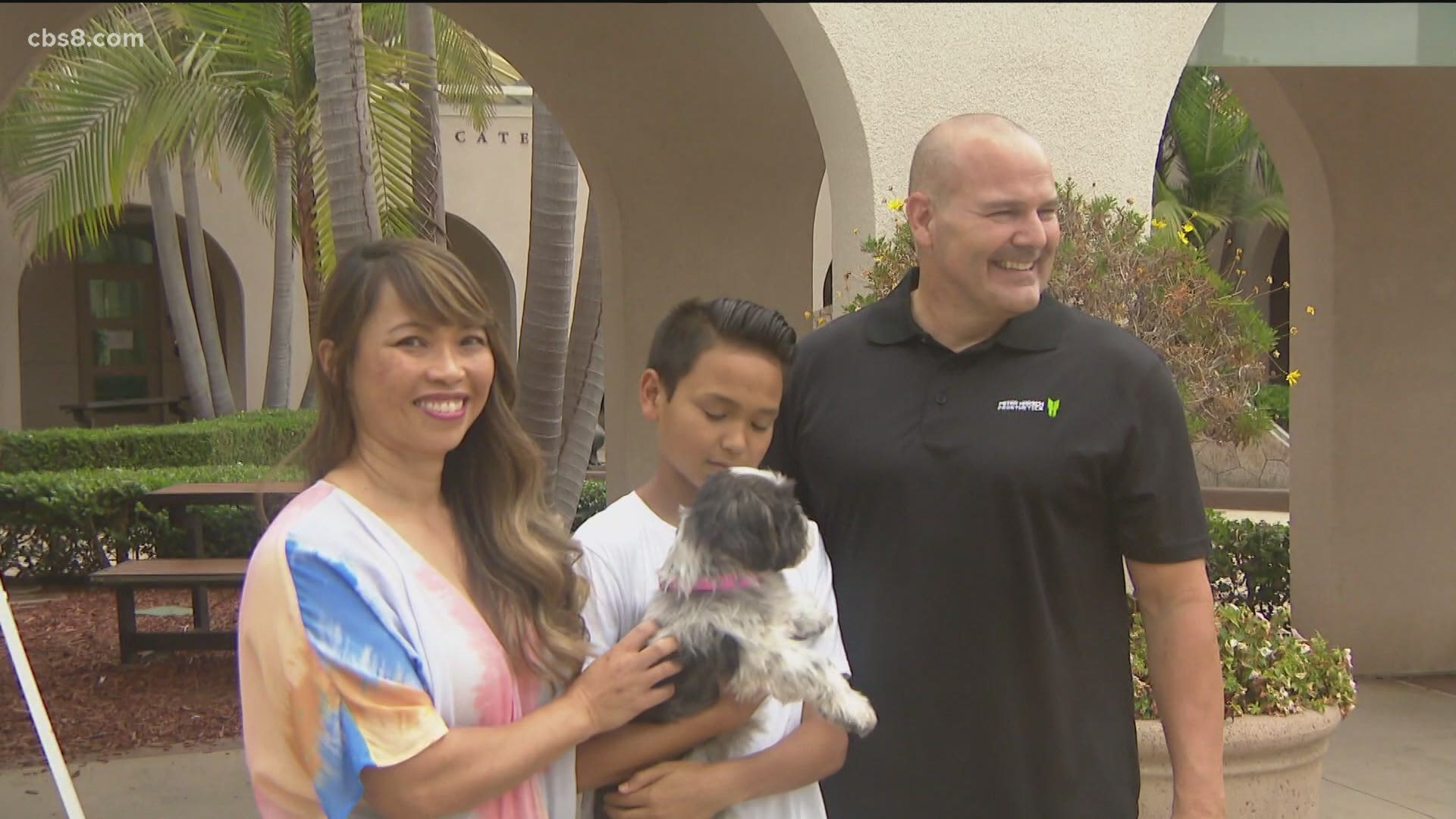 Detective James "Chappie" Hunter fostered Chloe, a 9-year-old Shih Tzu, at his family's Alpine home after she completed her three-month recovery at SDHS's Escondido