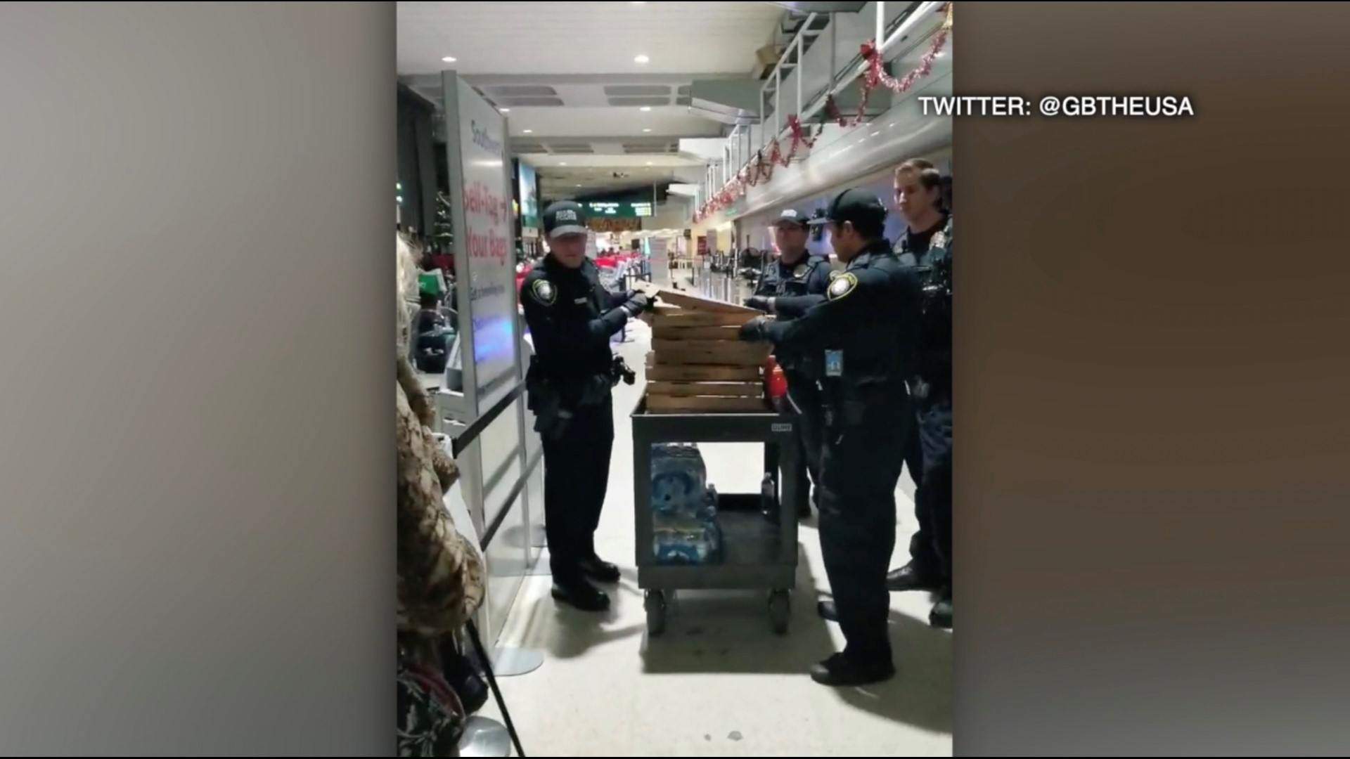 San Diego Harbor police took it upon themselves to ensure travelers left abandoned by airlines to search for their luggage had a warm bite to eat.