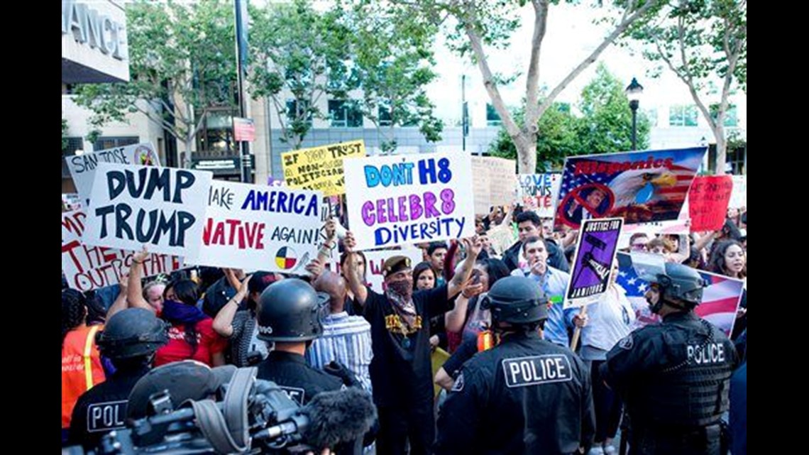 Protesters punch, throw eggs at Trump supporters in San Jose