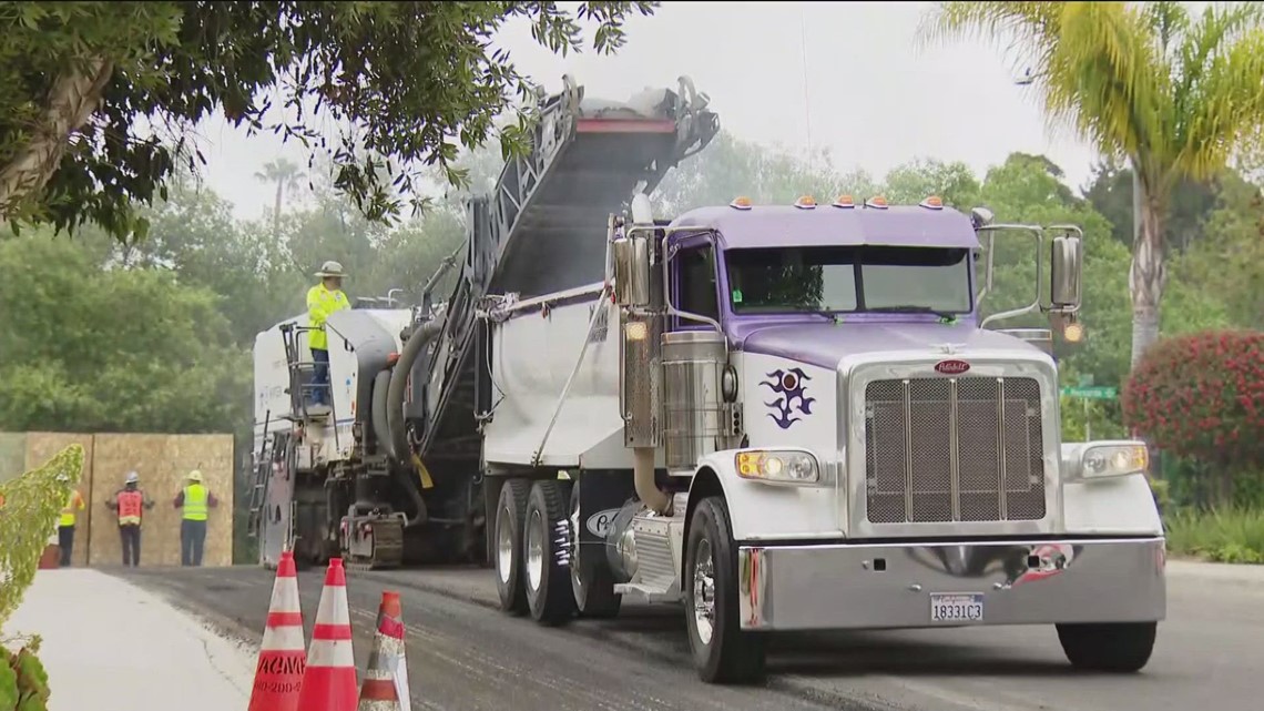 Rancho Bernardo getting new roads 15 years after Witch Creek fire damaged them | cbs8.com