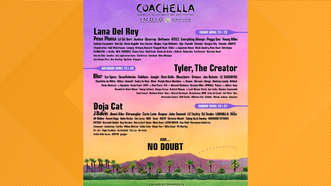 Coachella 2024 headliners Lana Del Rey, No Doubt, Doja Cat