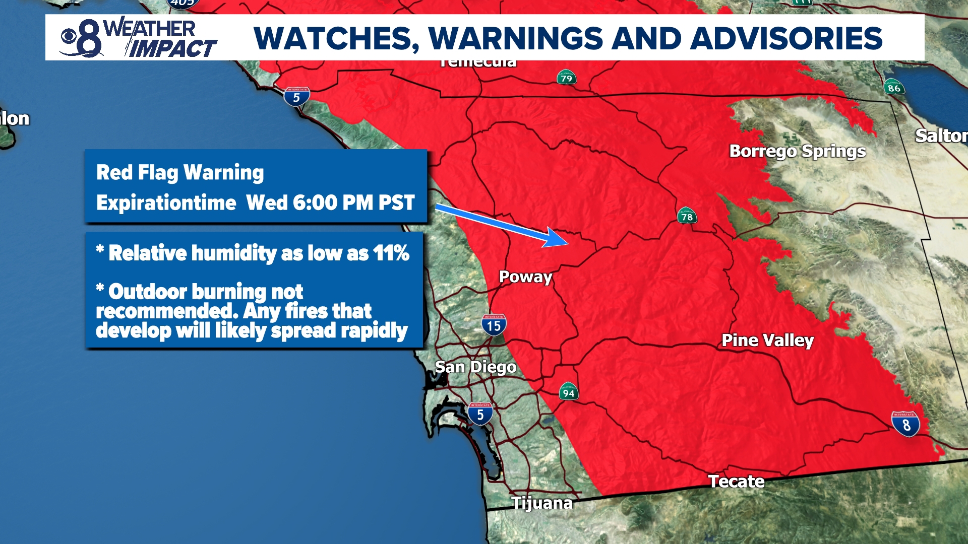 Red Flag Warning prompts critical fire danger with gusty winds, low ...