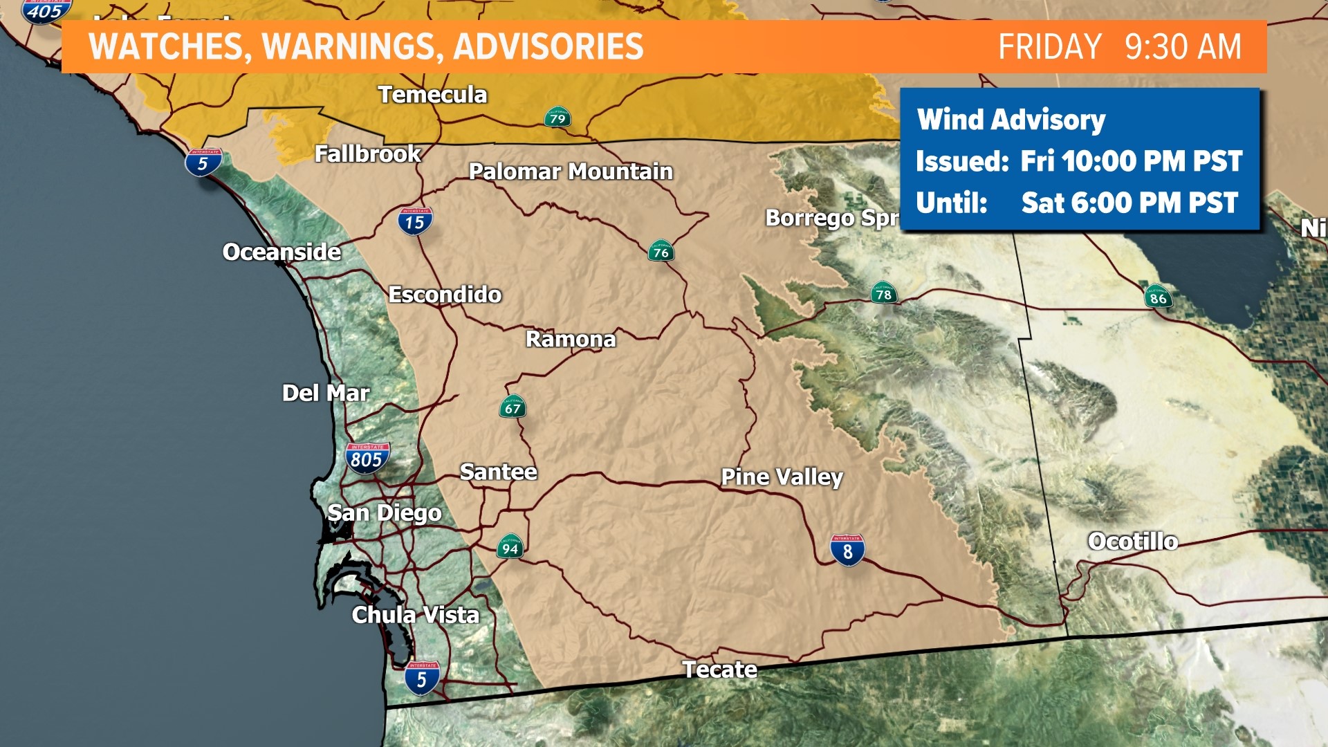 Santa Anas prompt wind advisory in San Diego County | cbs8.com