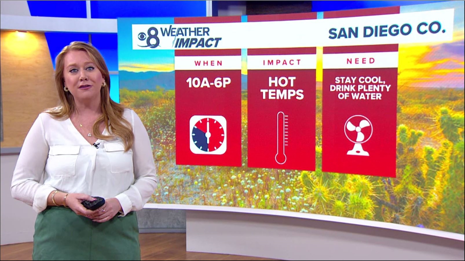 Temperatures will continue to trend 10 to 25 degrees warmer than normal in San Diego County on Friday as heat alerts remain in effect for much of the West.