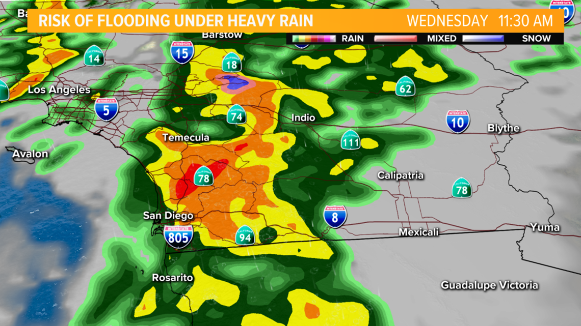 Storm drops heavy rain in San Diego County, flooding possible