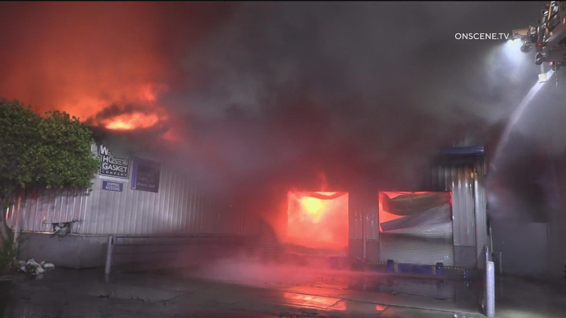 The Western Hose and Gasket building on Harding Avenue and 30th Street went up in flames at 11 pm on Monday.