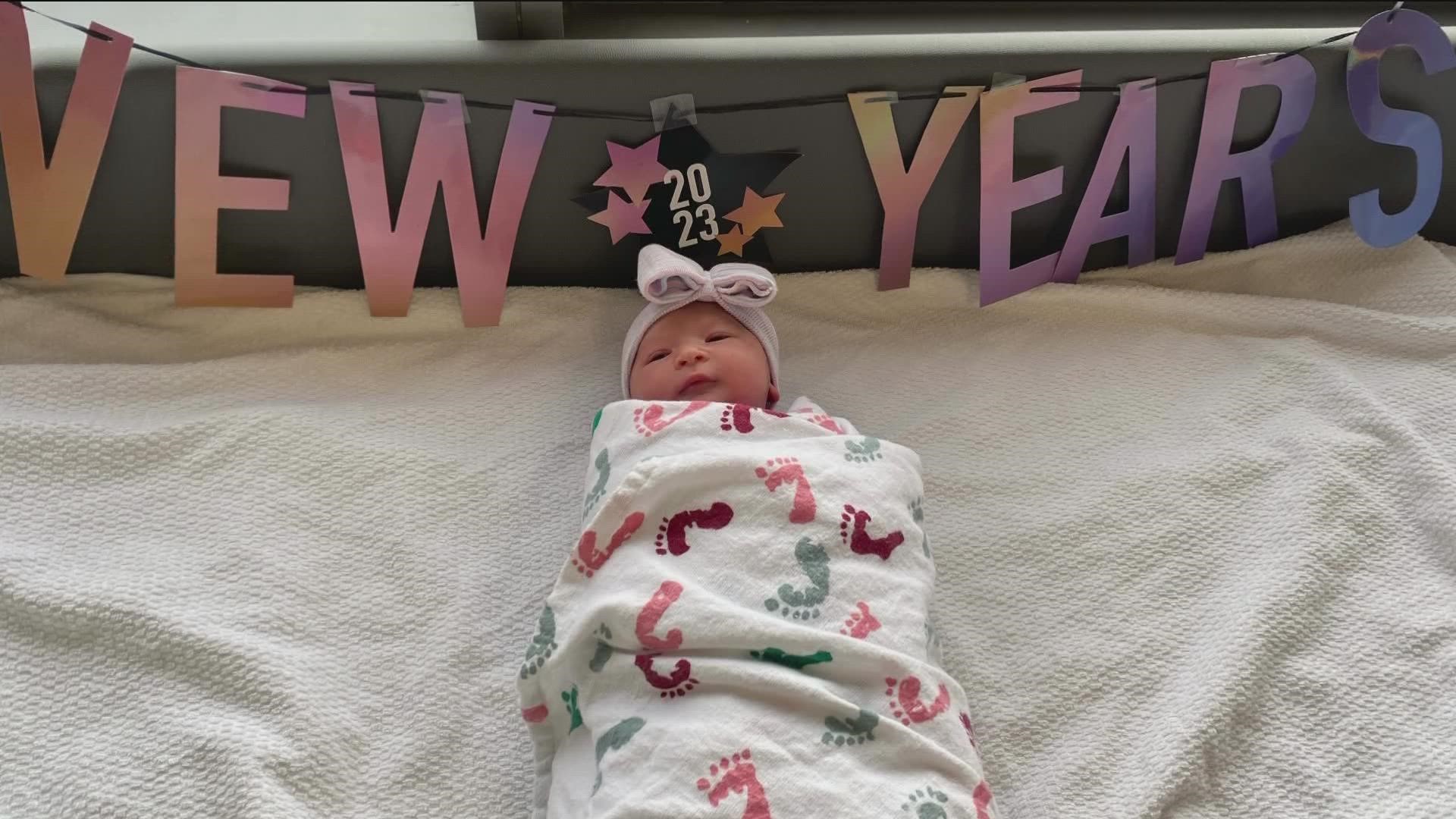 The beautiful baby girl named Mila was born as the clock struck 12 a.m. on New Years Eve.